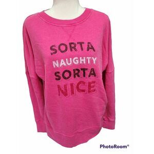 True Craft Soft Holiday Sweatshirt Sz S (Fits large) 'Sorta Naughty Sorta Nice'